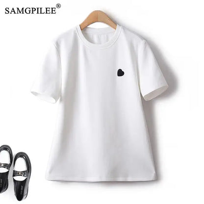 Peach Heart Embroidered Tee