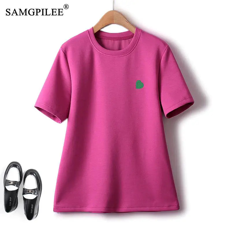 Peach Heart Embroidered Tee