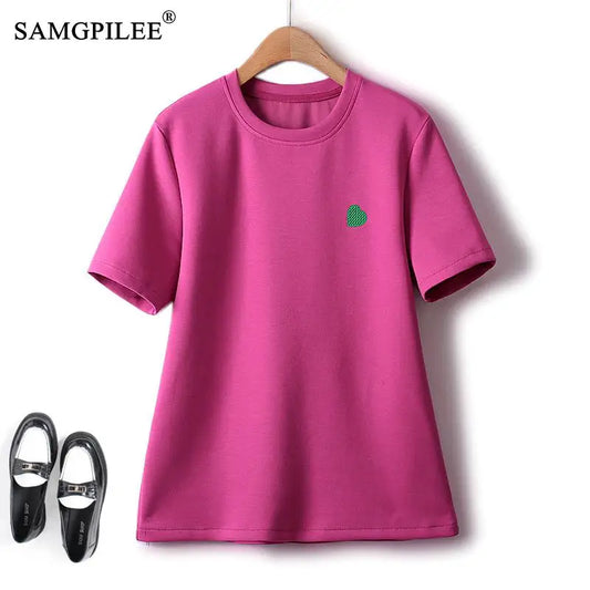Peach Heart Embroidered Tee