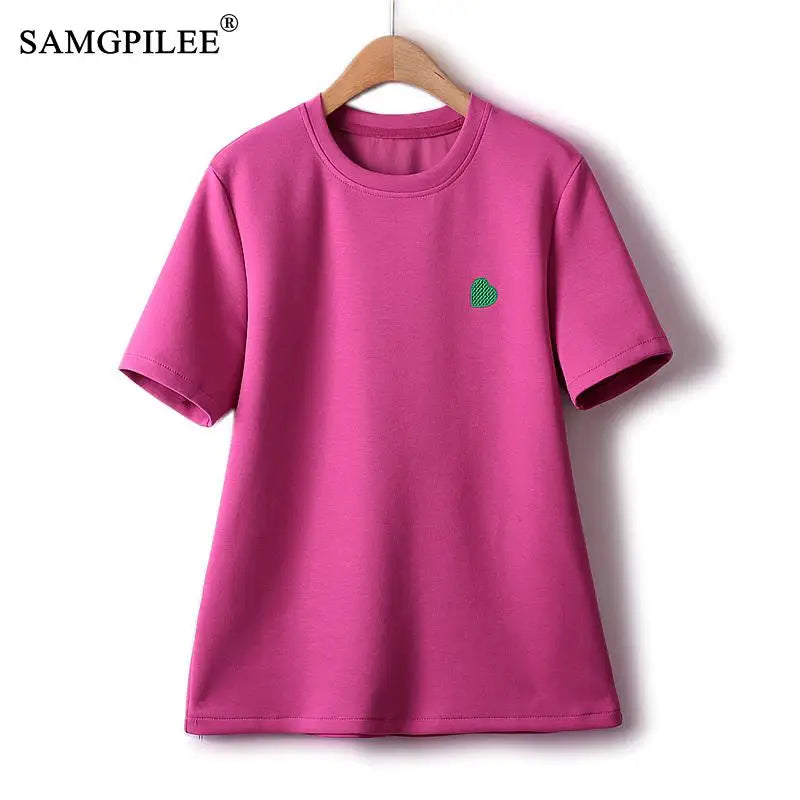 Peach Heart Embroidered Tee