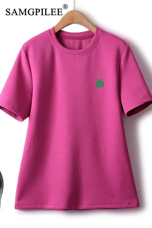 Peach Heart Embroidered Tee