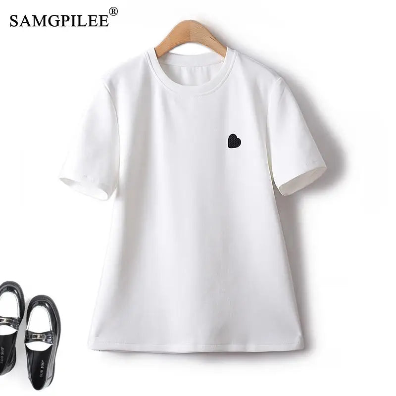 Peach Heart Embroidered Tee