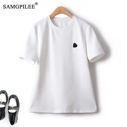 Peach Heart Embroidered Tee