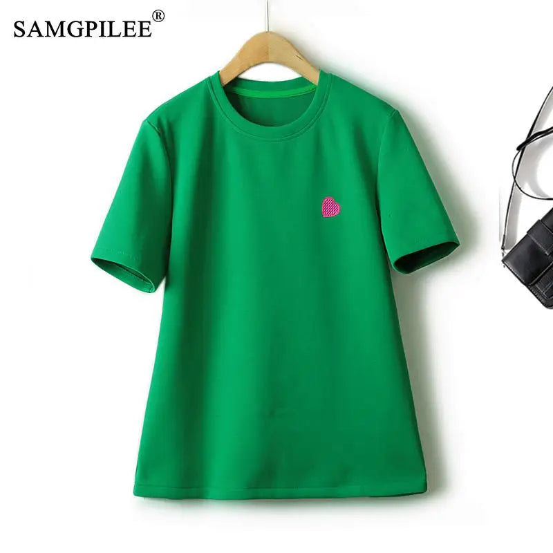 Peach Heart Embroidered Tee