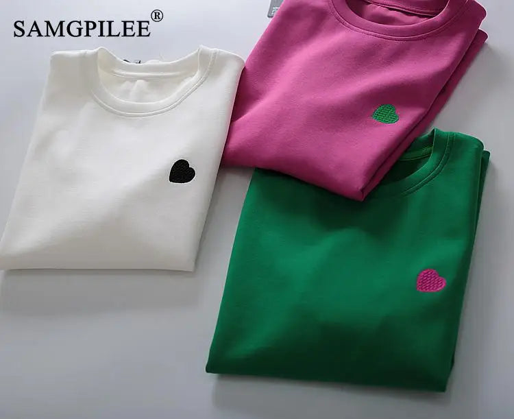 Peach Heart Embroidered Tee