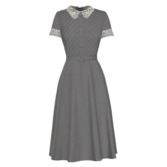 Lace Trim Peter Pan Collar Dress