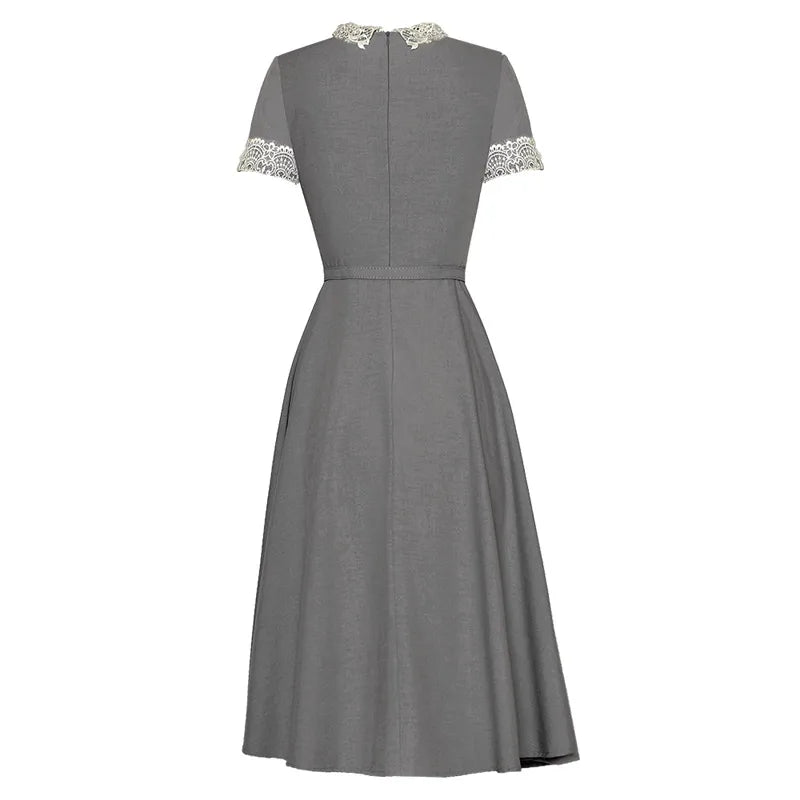 Lace Trim Peter Pan Collar Dress