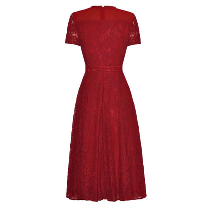 Frilled Lace A-Line Dress