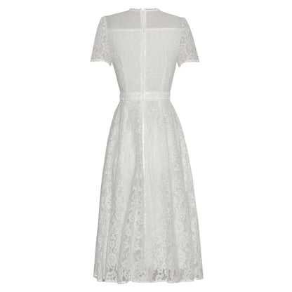 Frilled Lace A-Line Dress