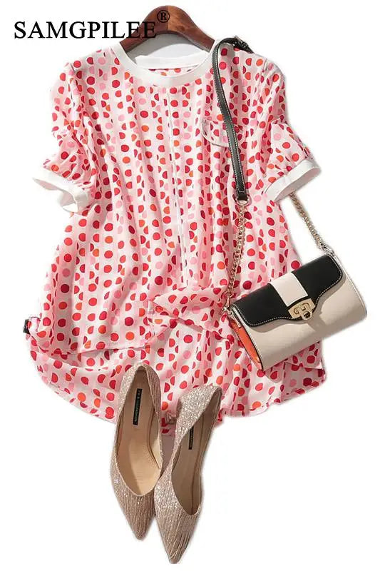 Polka Dot Chiffon T-Shirt